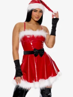 Robe de Noël en fibre Chapeau Costumes de vacances de Noël bicolores
