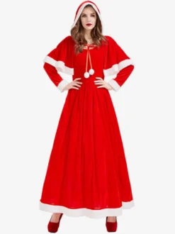 Robe de Noël verte pour femme cape en polyester costumes de Noël