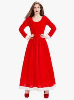Robe de Noël verte pour femme cape en polyester costumes de Noël