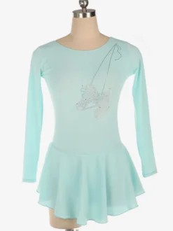 Robe de patinage Aqua Polyester Bodycon manches longues Costumes de danse