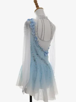 Robe de patinage artistique pour femmes et filles robe de patinage sur glace ultra-élastique tenue d'entraînement et de compétition manches longues classiques ornées de cristaux et de strass