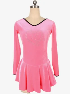 Robe De Patinage Bordeaux Velours Coréen Manches Longues Costumes De Danse