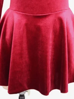 Robe De Patinage Bordeaux Velours Coréen Manches Longues Costumes De Danse