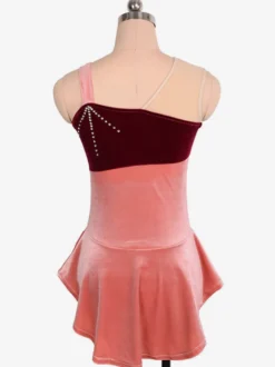 Robe De Patinage Bordeaux Velours Coréen Color Block Dance Costumes