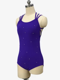 Robe De Patinage Costumes De Danse Polyester Bleu
