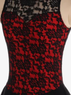Robe de patinage Costumes de danse en dentelle polyester noire