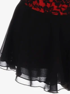 Robe de patinage Costumes de danse en dentelle polyester noire