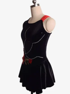 Robe De Patinage Costumes De Danse Velours Coréen Noir