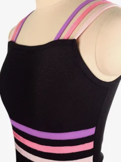 Robe De Patinage Noir Polyester Rayures Costumes De Danse