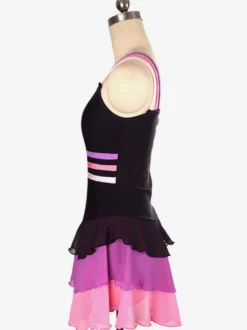 Robe De Patinage Noir Polyester Rayures Costumes De Danse