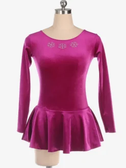 Robe De Patinage Noir Velours Coréen Manches Longues Costumes De Danse