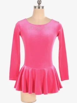Robe De Patinage Noir Velours Coréen Manches Longues Costumes De Danse