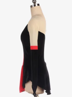 Robe De Patinage Noir Velours Coréen Color Block Dance Costumes