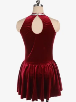 Robe De Patinage Pourpre Velours Coréen Costumes De Danse Bicolore