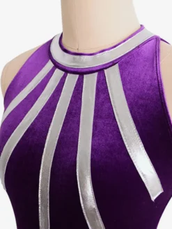 Robe De Patinage Pourpre Velours Coréen Costumes De Danse Bicolore