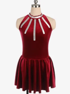 Robe De Patinage Pourpre Velours Coréen Costumes De Danse Bicolore