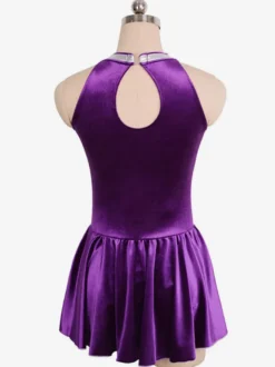 Robe De Patinage Pourpre Velours Coréen Costumes De Danse Bicolore