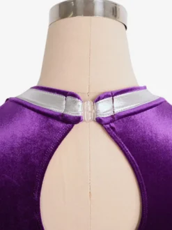 Robe De Patinage Pourpre Velours Coréen Costumes De Danse Bicolore