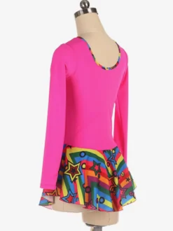 Robe De Patinage Rose Polyester Costumes De Danse