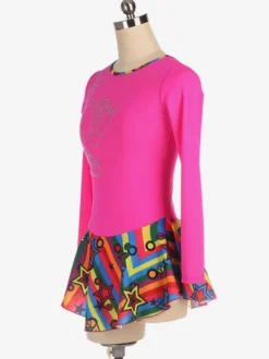 Robe De Patinage Rose Polyester Costumes De Danse