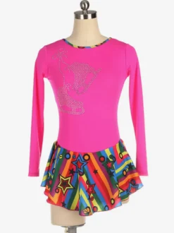 Robe De Patinage Rose Polyester Costumes De Danse