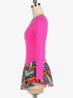 Robe De Patinage Rose Polyester Costumes De Danse