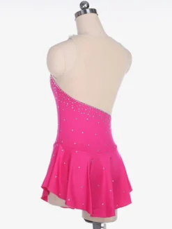 Robe De Patinage Rose Polyester Costumes De Danse Bicolore