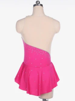 Robe De Patinage Rose Polyester Costumes De Danse Bicolore