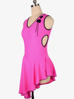 Robe De Patinage Rose Polyester Costumes De Danse Moulante