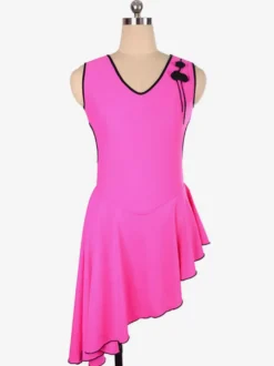 Robe De Patinage Rose Polyester Costumes De Danse Moulante