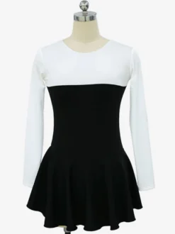 Robe De Patinage Rose Polyester Manches Longues Costumes De Danse Bicolore