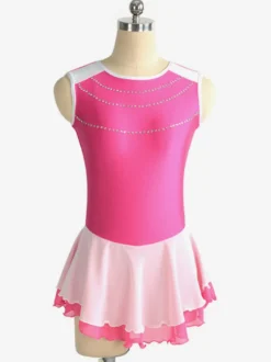 Robe de patinage Rose Polyester Color Block Dance Costumes