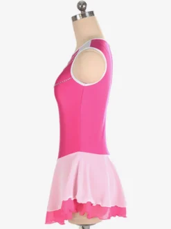 Robe de patinage Rose Polyester Color Block Dance Costumes