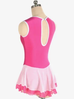 Robe de patinage Rose Polyester Color Block Dance Costumes
