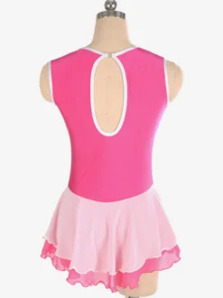 Robe de patinage Rose Polyester Color Block Dance Costumes