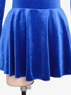 Robe De Patinage Royal Blue Velvet Perles Plissée Costumes De Danse Déguisements Halloween