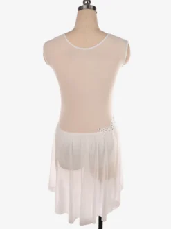 Robe de patinage sans manches en maille illusion nude ornée de strass vêtements de performance
