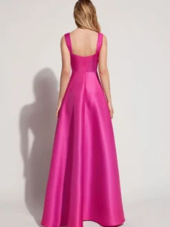 Robe de soirée A-ligne Col carré Soie élastique comme le satin Longueur au sol Robes de soirée formelles Personnalisation gratuite