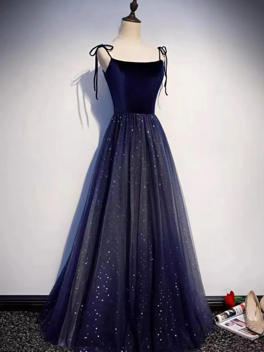 Robe de soirée A-ligne Conçu Décolleté Tulle Longueur Sol Robes de Soirée Sociale Personnalisation Gratuite