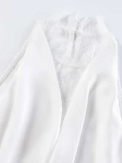 Robe de soirée blanche dos nu drapée en satin mini-robe en dentelle robe de cocktail pour mariage ou fête.