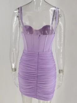 Robe de soirée à bretelles dos nu lilas sexy