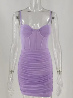 Robe de soirée à bretelles dos nu lilas sexy