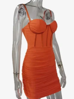 Robe de soirée à bretelles dos nu lilas sexy