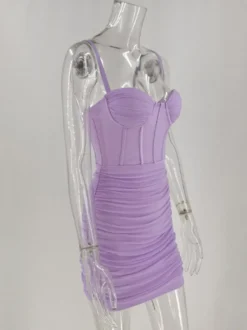 Robe de soirée à bretelles dos nu lilas sexy