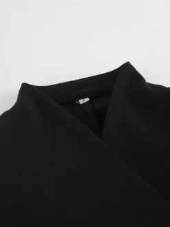 Robe de soirée à col montant boutons dorés manches longues poche blazer de bureau