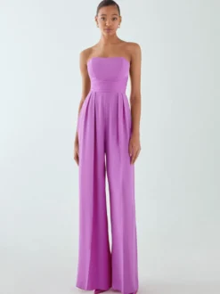 Robe de soirée en mousseline de soie plissée combinaison sans bretelles longueur au sol sans manches fermeture éclair robes de soirée formelles