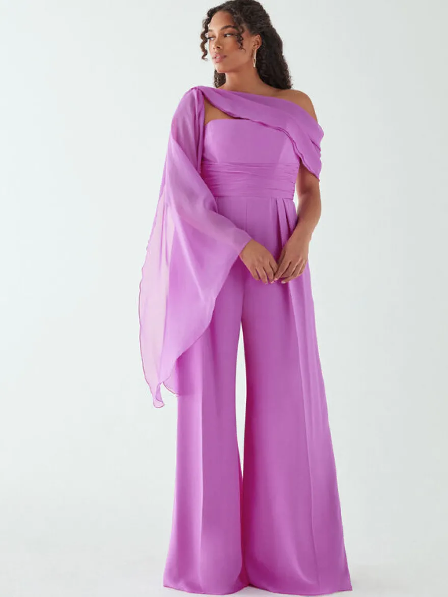 Robe de soirée en mousseline de soie plissée combinaison sans bretelles longueur au sol sans manches fermeture éclair robes de soirée formelles