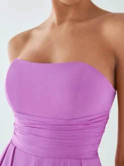 Robe de soirée en mousseline de soie plissée combinaison sans bretelles longueur au sol sans manches fermeture éclair robes de soirée formelles