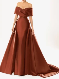 Robe de soirée en satin plissé décolleté en V manches mi-longues fermeture éclair robe de soirée formelle