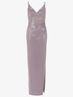 Robe de soirée fourreau col en V en polyester longueur au sol plissée robes de soirée sociale